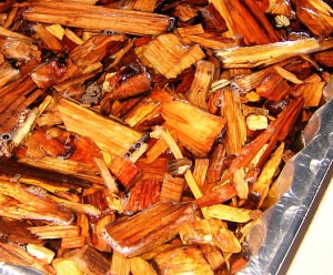 Soak wood chips for 30 minutes. 